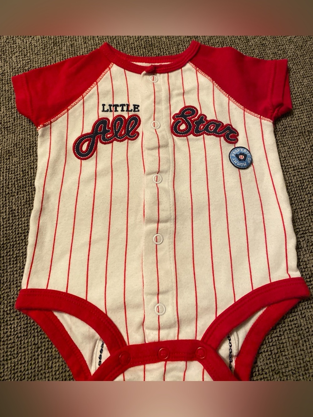 Vintage Carter’s Red & White 'Little All Star' Baby One-Piece